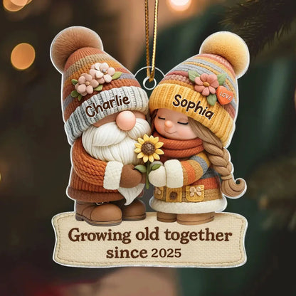 Growing Old Together Gnome Couple Ornament – Personalized Acrylic Christmas Gift with Names and Year, Custom Anniversary Keepsake for Couples  Ezcustomize