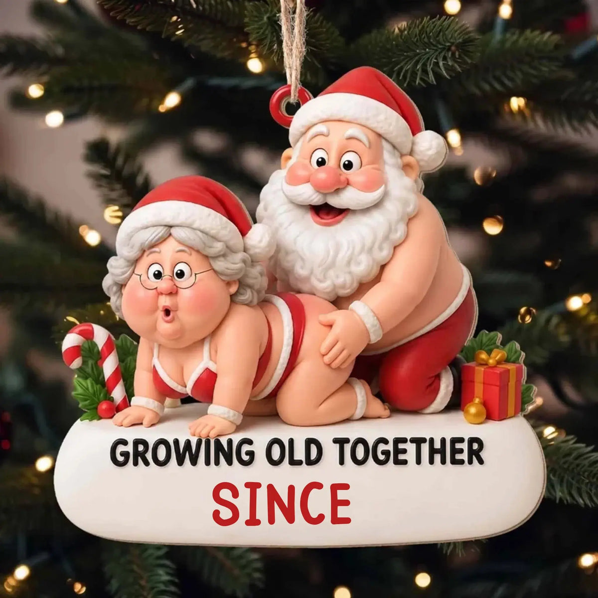 Growing Old Together Couple – Personalized Custom Wood Ornament – Christmas Gift, Romantic Anniversary & Wedding for Couples, Him or Her