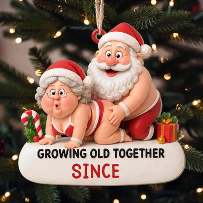 Growing Old Together Couple – Personalized Custom Wood Ornament – Christmas Gift, Romantic Anniversary & Wedding for Couples, Him or Her
