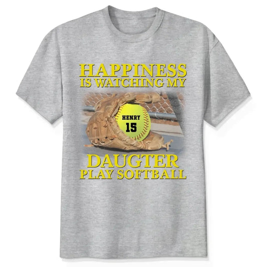 Happiness Is Watching My Granddaughter Play Softball Softball Grandma - Personalized T-Shirt, Gift For Softball Mom/ Grandma  Ezcustomize