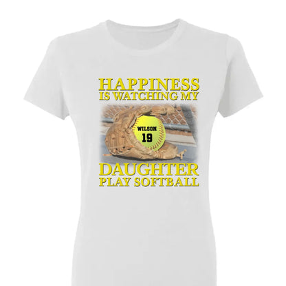 Happiness Is Watching My Granddaughter Play Softball Softball Grandma - Personalized T-Shirt, Gift For Softball Mom/ Grandma  Ezcustomize