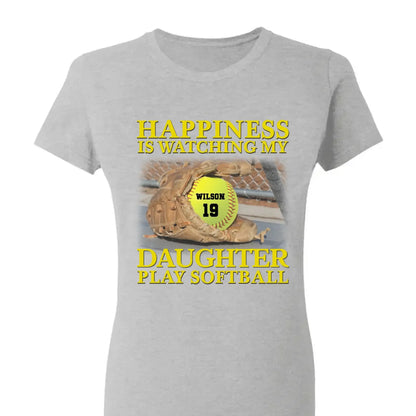 Happiness Is Watching My Granddaughter Play Softball Softball Grandma - Personalized T-Shirt, Gift For Softball Mom/ Grandma  Ezcustomize