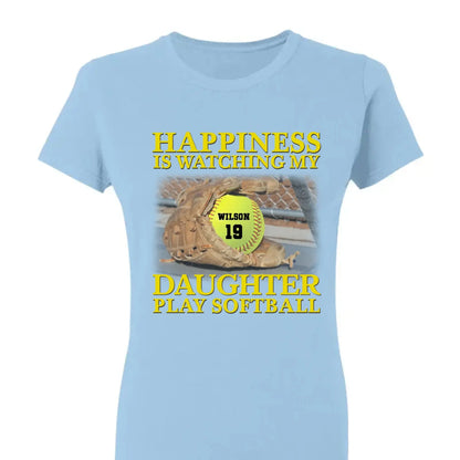 Happiness Is Watching My Granddaughter Play Softball Softball Grandma - Personalized T-Shirt, Gift For Softball Mom/ Grandma  Ezcustomize