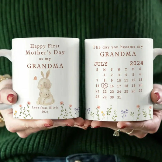 Happy 1st Mother’s Day Calendar Mug – Personalized Keepsake for Grandma, Nana, or Mommy – Custom Gift with Name & Date  Ezcustomize