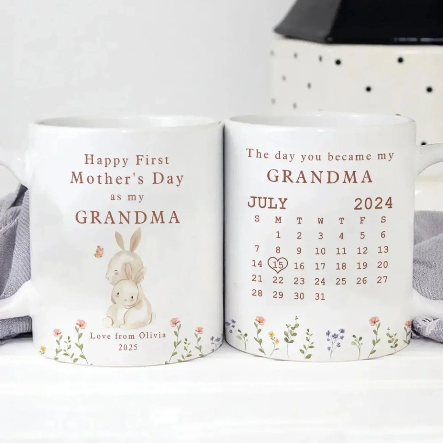 Happy 1st Mother’s Day Calendar Mug – Personalized Keepsake for Grandma, Nana, or Mommy – Custom Gift with Name & Date  Ezcustomize