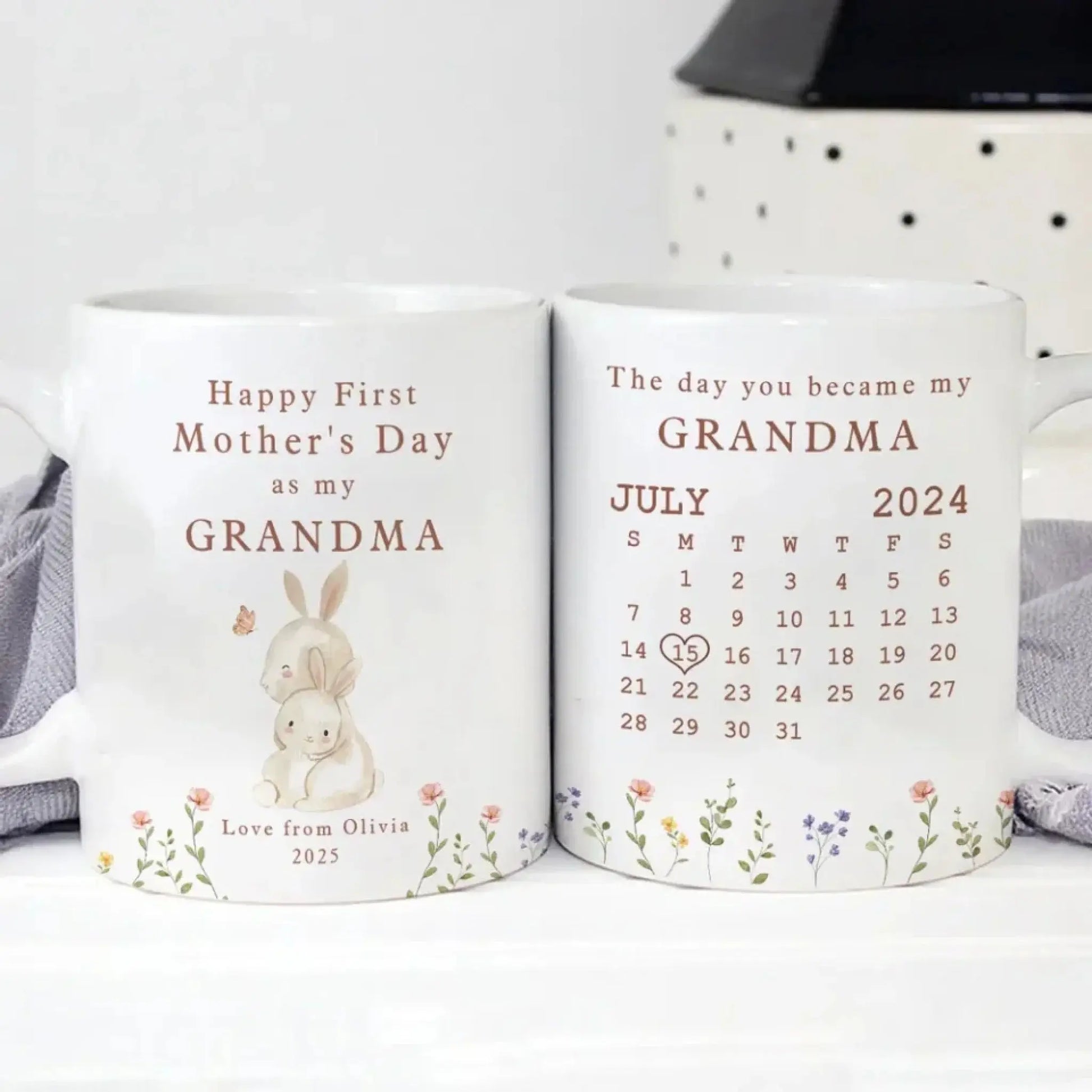 Happy 1st Mother’s Day Calendar Mug – Personalized Keepsake for Grandma, Nana, or Mommy – Custom Gift with Name & Date  Ezcustomize