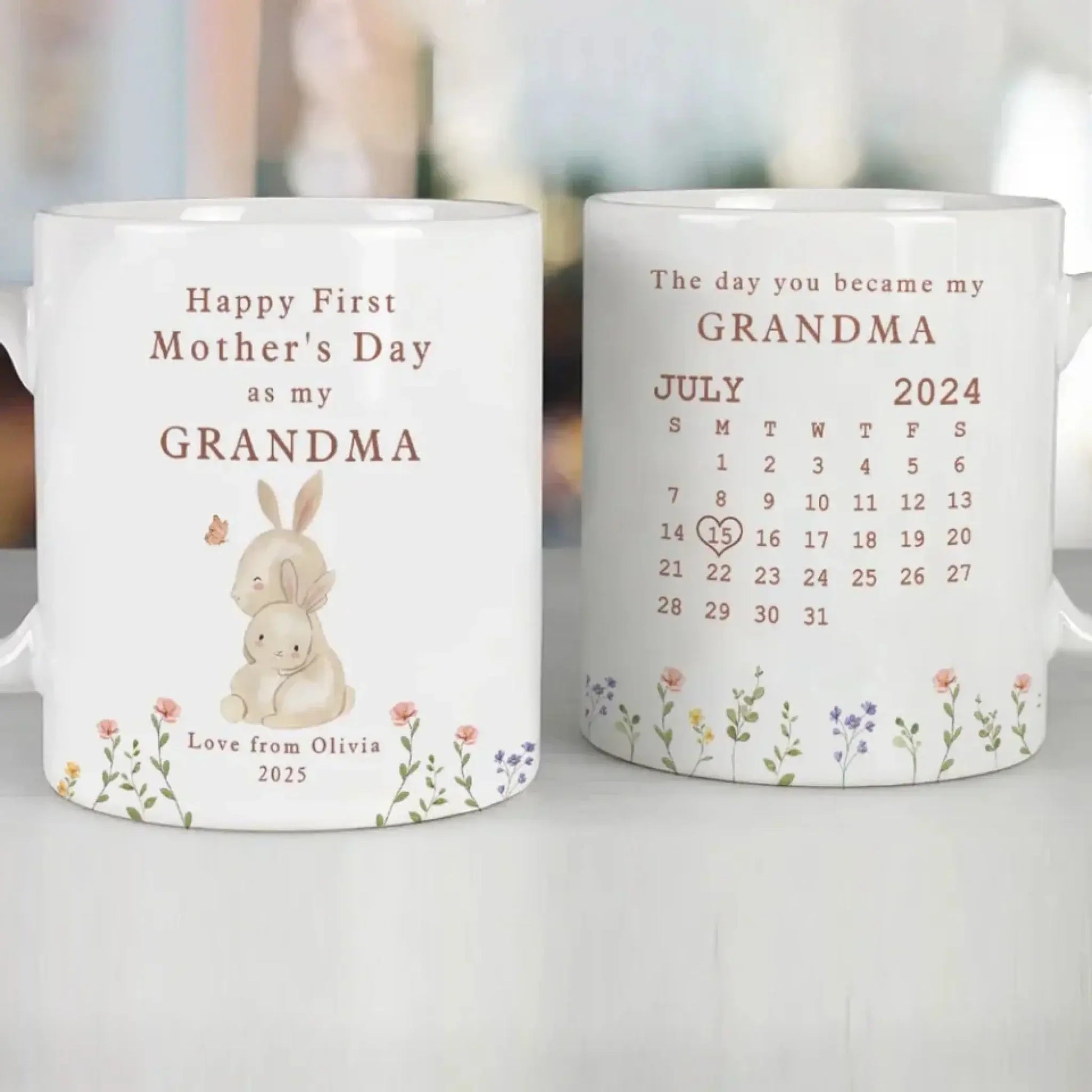 Happy 1st Mother’s Day Calendar Mug – Personalized Keepsake for Grandma, Nana, or Mommy – Custom Gift with Name & Date  Ezcustomize