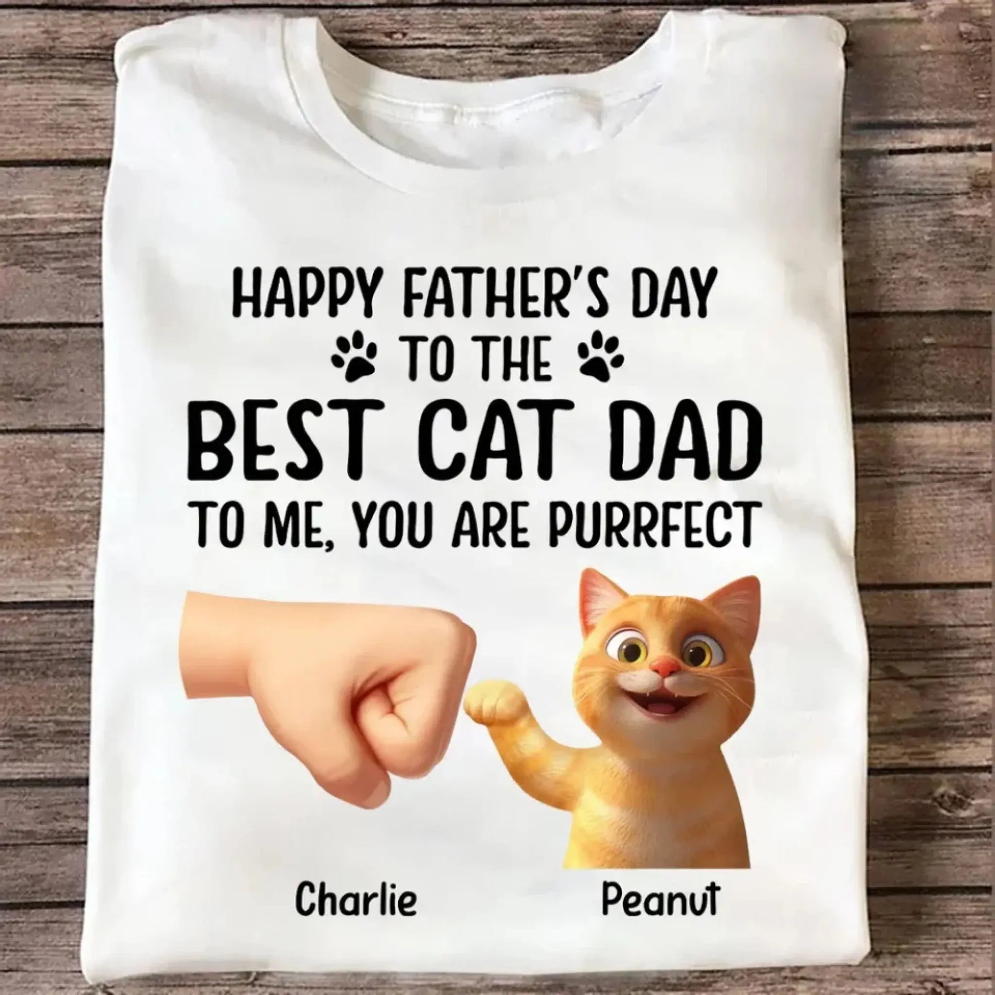 "Happy Father's Day to the Best Cat Dad - You're Purrfect!" Personalized Shirt - Custom Gift for Cat Dads  Ezcustomize