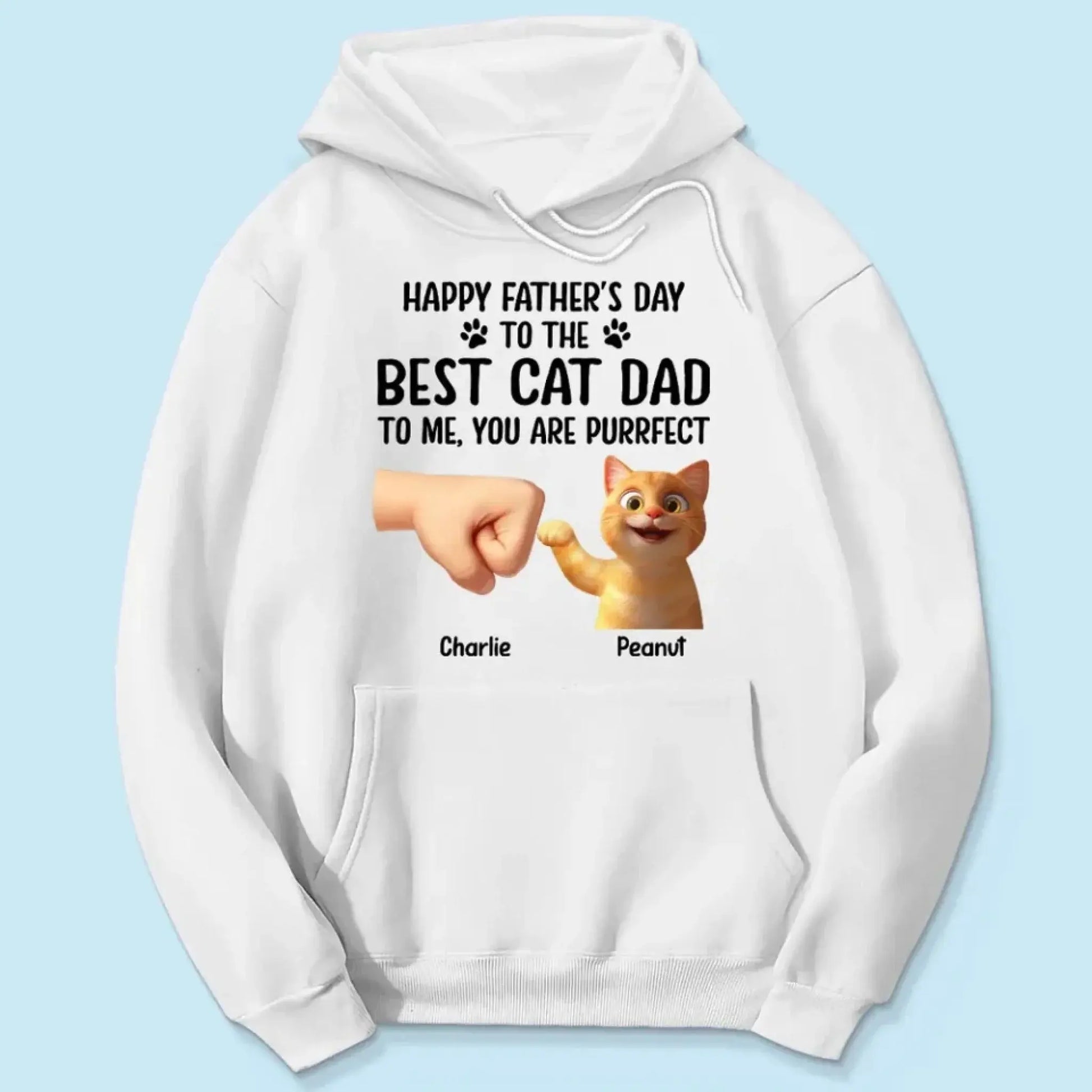 "Happy Father's Day to the Best Cat Dad - You're Purrfect!" Personalized Shirt - Custom Gift for Cat Dads  Ezcustomize