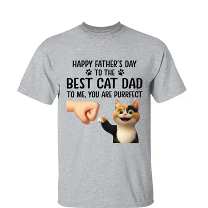 "Happy Father's Day to the Best Cat Dad - You're Purrfect!" Personalized Shirt - Custom Gift for Cat Dads  Ezcustomize