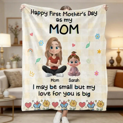 Happy First Mother’s Day Mom and Baby – Personalized Fleece Blanket Throw – Cozy Keepsake Gift for New Moms  Ezcustomize