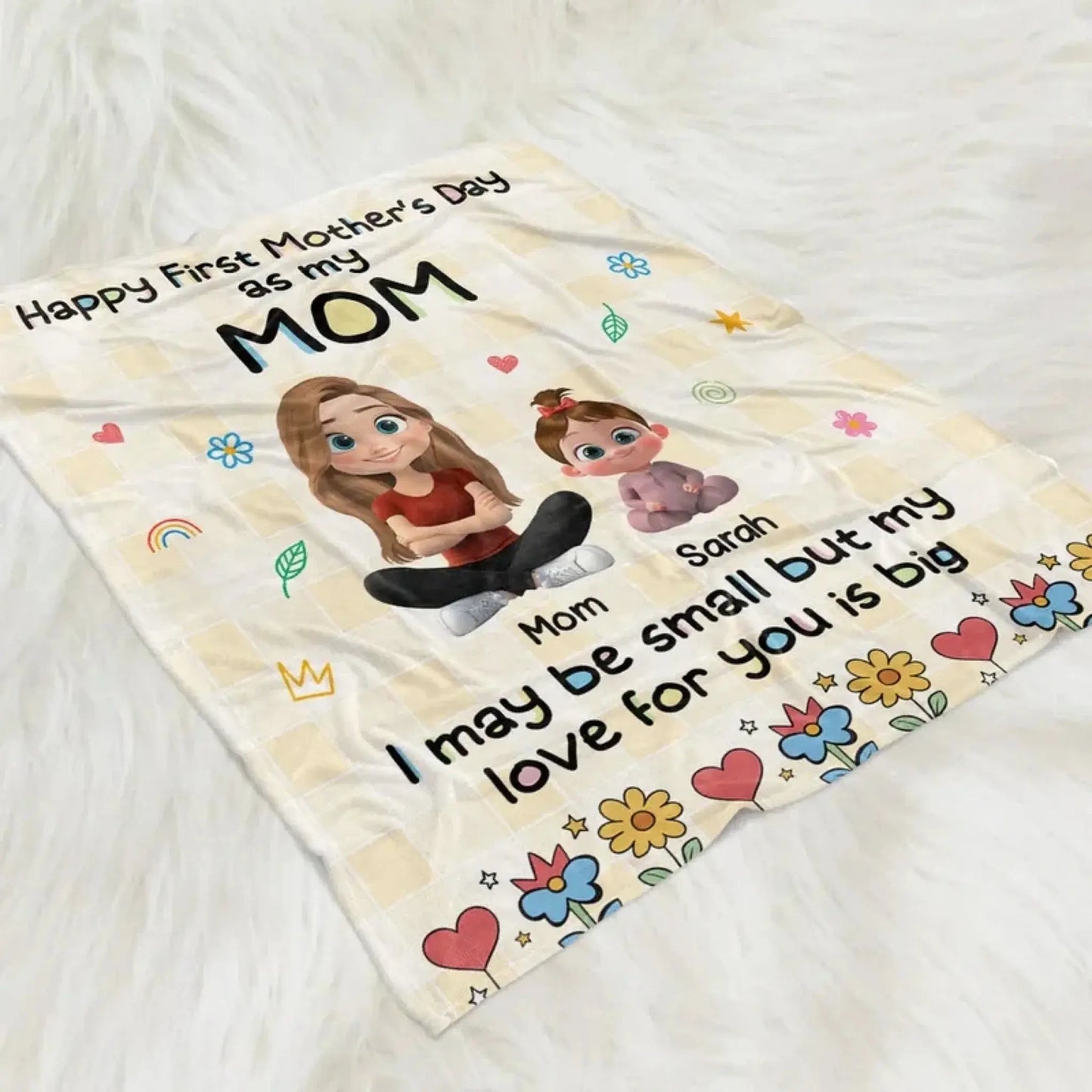 Happy First Mother’s Day Mom and Baby – Personalized Fleece Blanket Throw – Cozy Keepsake Gift for New Moms  Ezcustomize