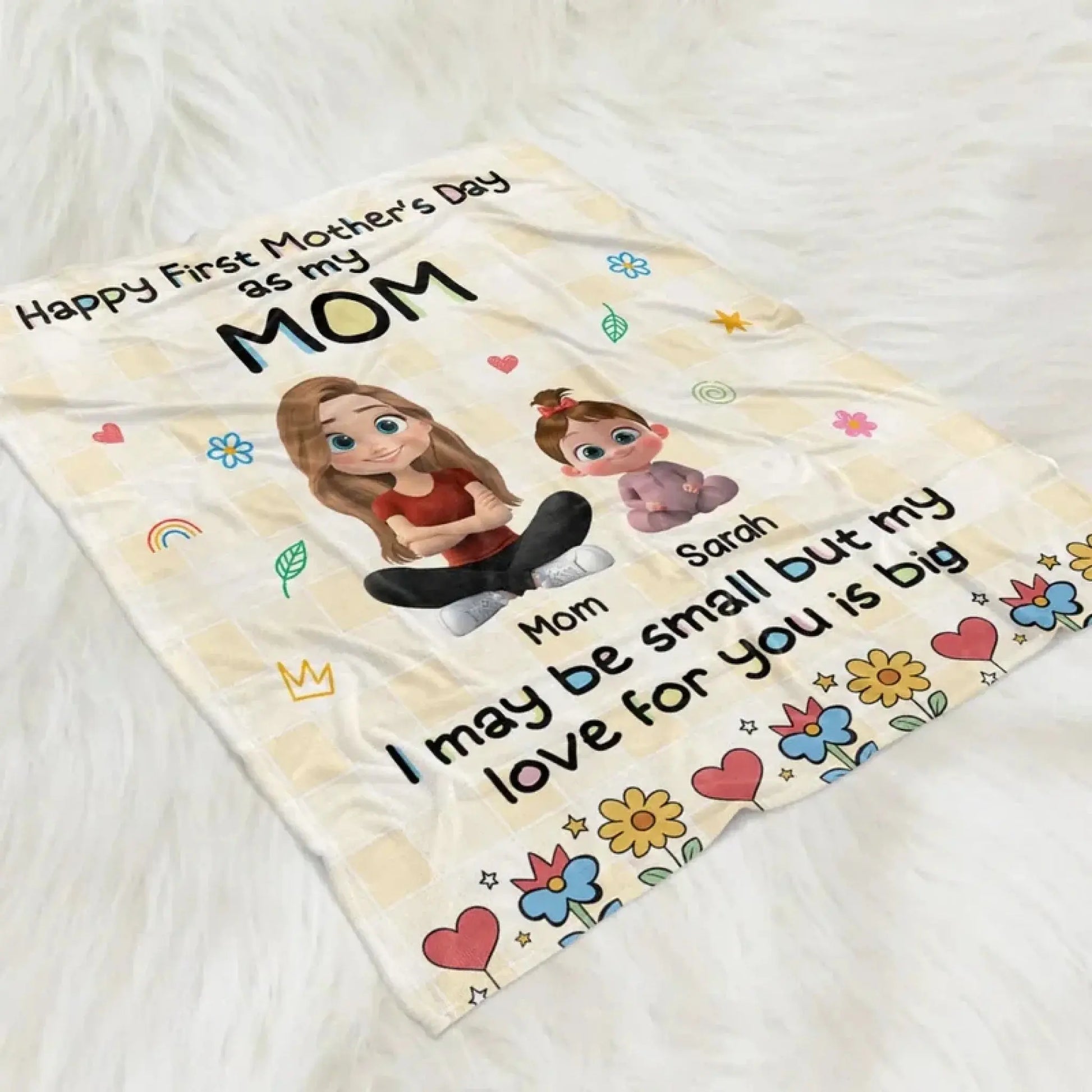 Happy First Mother’s Day Mom and Baby – Personalized Fleece Blanket Throw – Cozy Keepsake Gift for New Moms  Ezcustomize