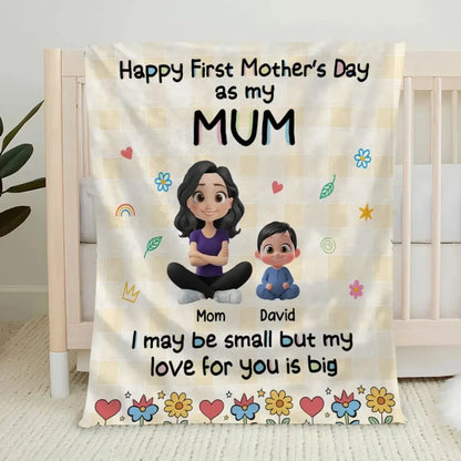 Happy First Mother’s Day Mom and Baby – Personalized Fleece Blanket Throw – Cozy Keepsake Gift for New Moms  Ezcustomize