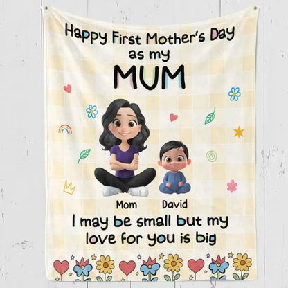 Happy First Mother’s Day Mom and Baby – Personalized Fleece Blanket Throw – Cozy Keepsake Gift for New Moms  Ezcustomize