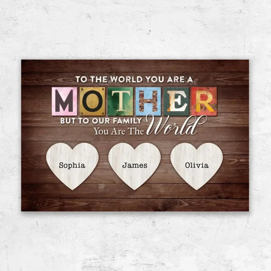 Happy Mother’s Day Wall Art – Personalized Poster/Canvas – Custom Gift for Mom, You Are the World to Us  Ezcustomize