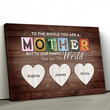 Happy Mother’s Day Wall Art – Personalized Poster/Canvas – Custom Gift for Mom, You Are the World to Us  Ezcustomize