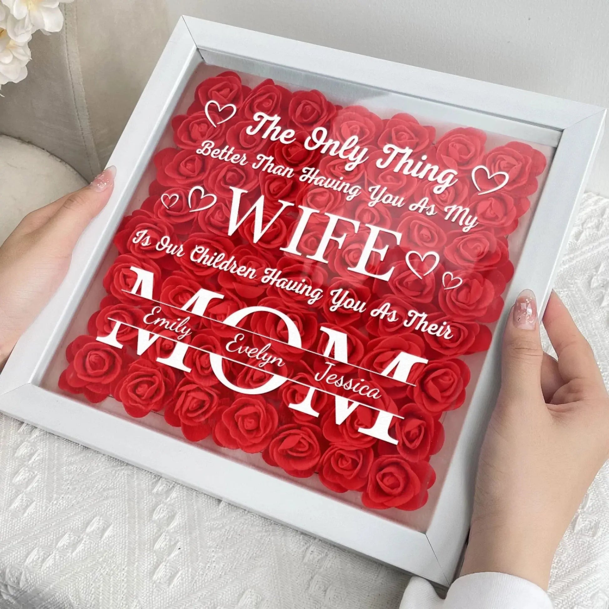 Having You As My Wife Mother's Day Gift - Personalized Flower Shadow Box With LED Light - Gift For Wife  Ezcustomize