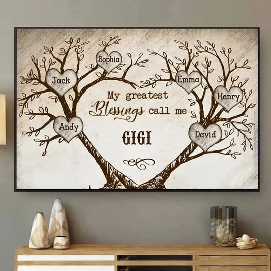 Heart-Shaped Tree Vintage Art – Personalized Poster/Canvas – Custom Gift for Grandma, Nana on Mother’s Day or Birthday  Ezcustomize