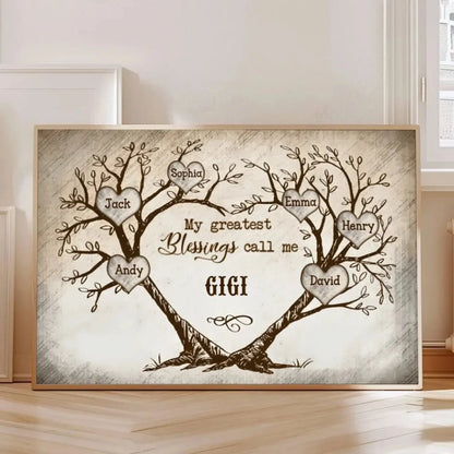 Heart-Shaped Tree Vintage Art – Personalized Poster/Canvas – Custom Gift for Grandma, Nana on Mother’s Day or Birthday  Ezcustomize