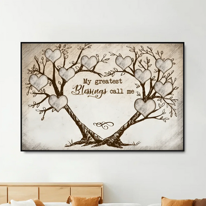 Heart-Shaped Tree Vintage Art – Personalized Poster/Canvas – Custom Gift for Grandma, Nana on Mother’s Day or Birthday  Ezcustomize