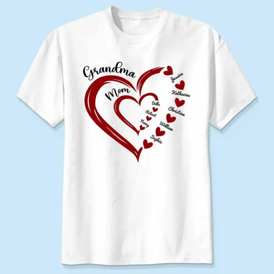 Heart in Heart Mom & Grandma – Personalized Light Color Shirt, Custom Gift for Mothers & Grandmothers  Ezcustomize