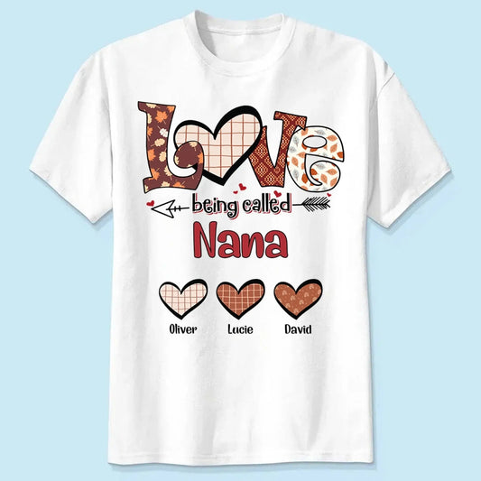 Hello Fall Love Being Called Grandma - Personalized Custom T Shirt - Gift for Grandma/Nana/Mimi, Mom, Wife, Grandparent  Ezcustomize