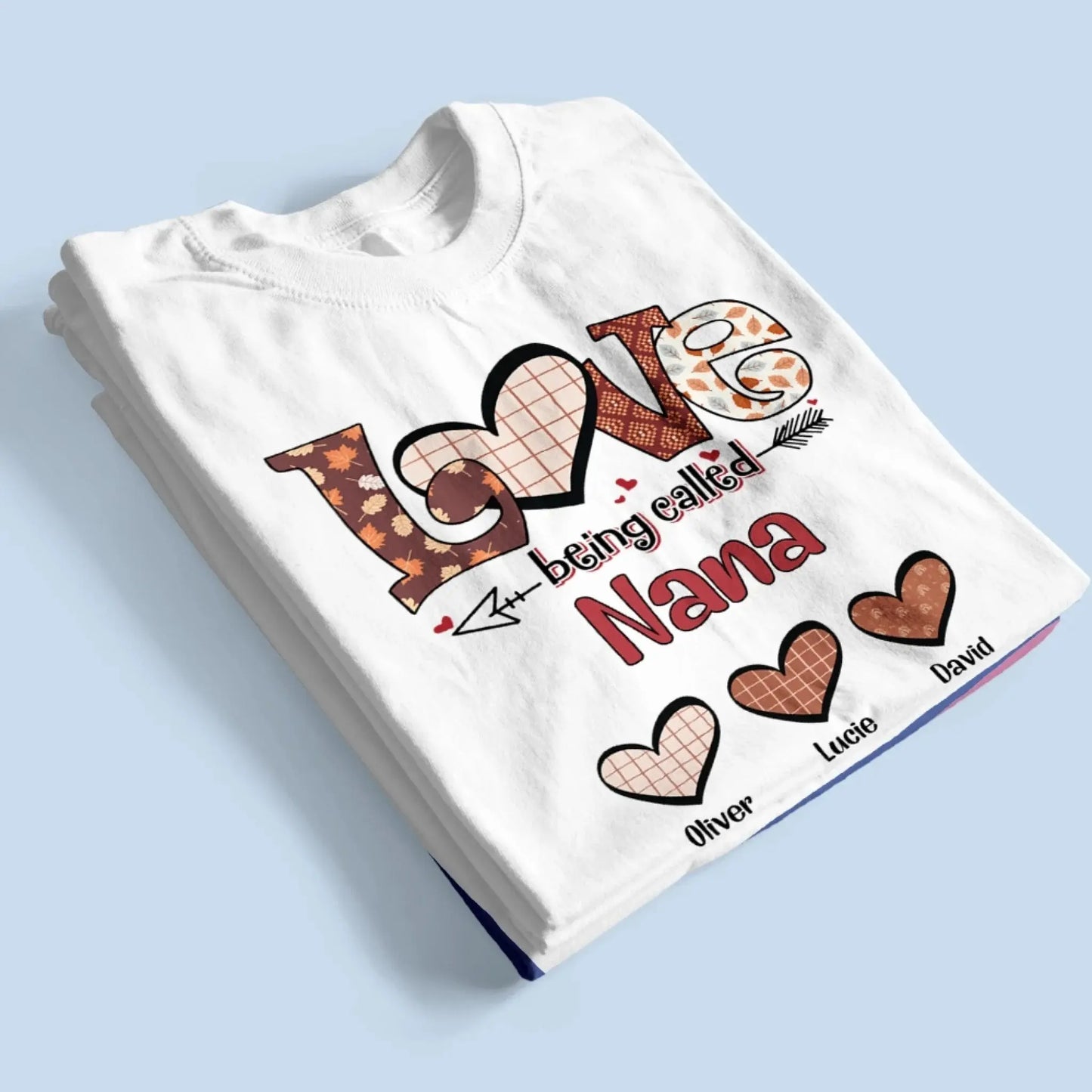 Hello Fall Love Being Called Grandma - Personalized Custom T Shirt - Gift for Grandma/Nana/Mimi, Mom, Wife, Grandparent  Ezcustomize