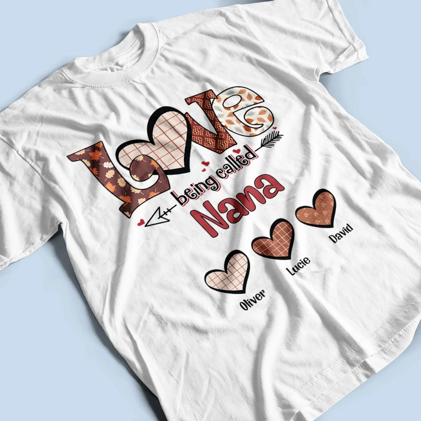 Hello Fall Love Being Called Grandma - Personalized Custom T Shirt - Gift for Grandma/Nana/Mimi, Mom, Wife, Grandparent  Ezcustomize