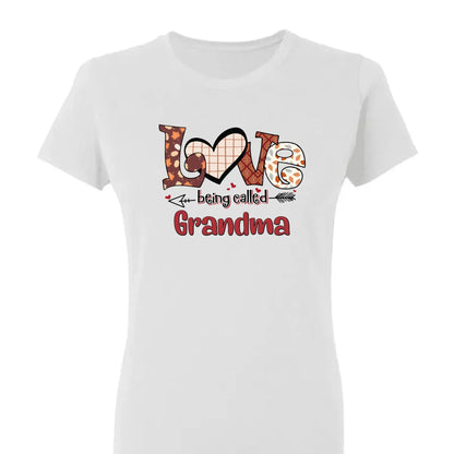 Hello Fall Love Being Called Grandma - Personalized Custom T Shirt - Gift for Grandma/Nana/Mimi, Mom, Wife, Grandparent  Ezcustomize