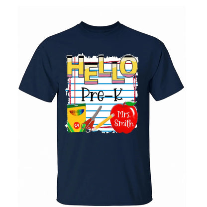 Hello Grade Back to School Shirt – Personalized Teacher T-Shirt with Custom Name & Grade, Gift for First Day of School  Ezcustomize