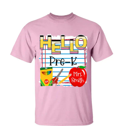 Hello Grade Back to School Shirt – Personalized Teacher T-Shirt with Custom Name & Grade, Gift for First Day of School  Ezcustomize