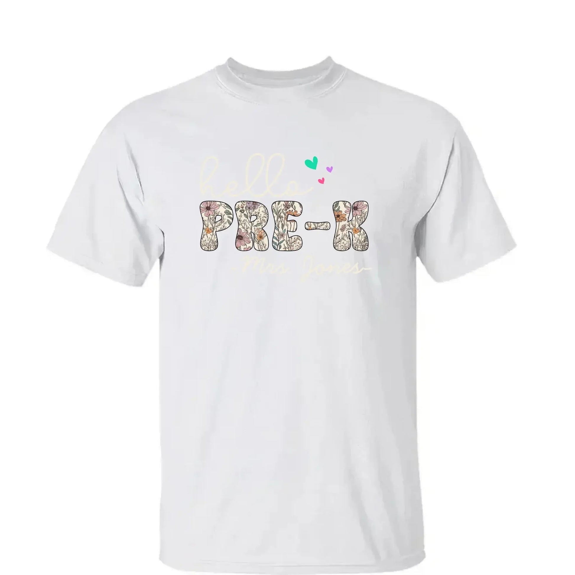 Hello Grade Teacher Shirt – Custom Back to School Floral Tee with Grade and Name, Gift for Preschool Pre-K Kindergarten Teachers  Ezcustomize
