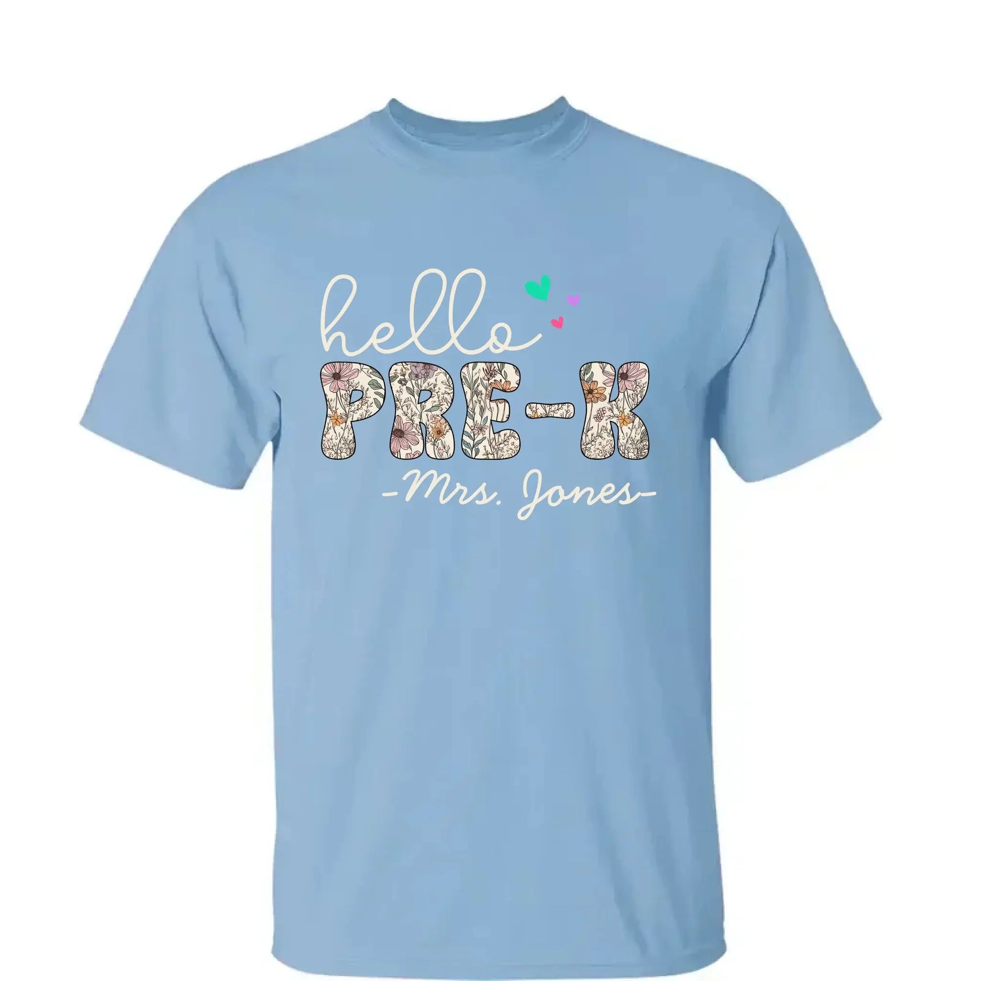 Hello Grade Teacher Shirt – Custom Back to School Floral Tee with Grade and Name, Gift for Preschool Pre-K Kindergarten Teachers  Ezcustomize