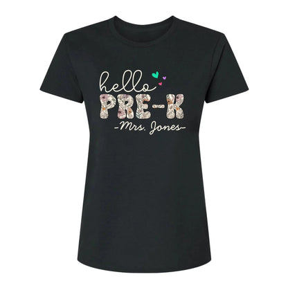Hello Grade Teacher Shirt – Custom Back to School Floral Tee with Grade and Name, Gift for Preschool Pre-K Kindergarten Teachers  Ezcustomize