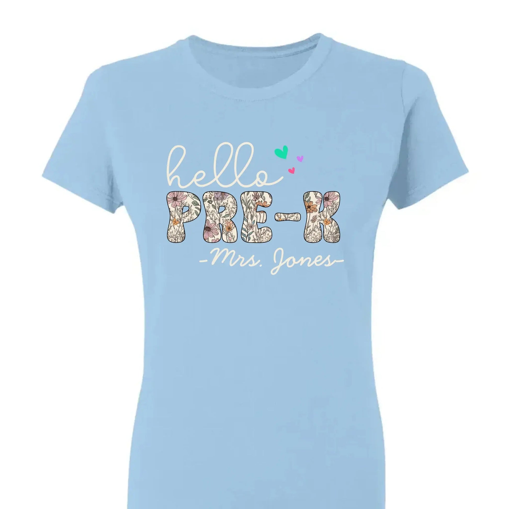 Hello Grade Teacher Shirt – Custom Back to School Floral Tee with Grade and Name, Gift for Preschool Pre-K Kindergarten Teachers  Ezcustomize