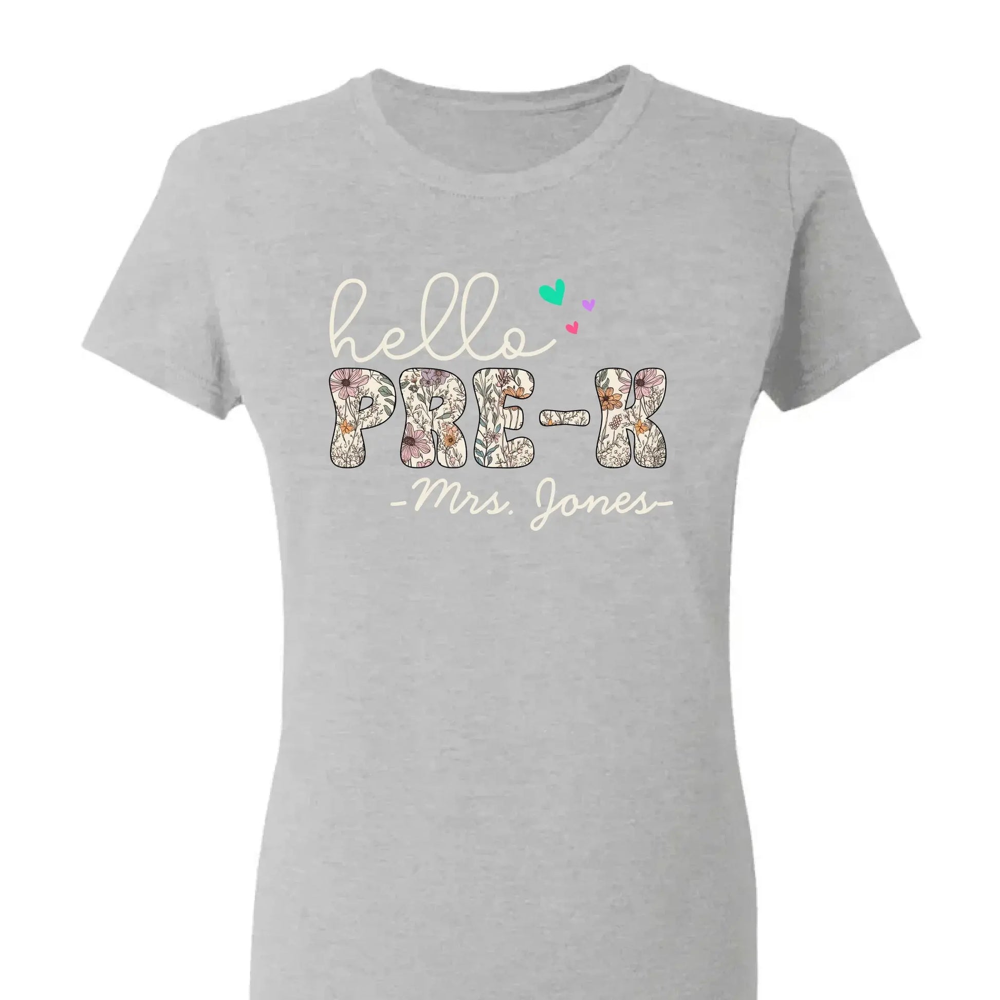 Hello Grade Teacher Shirt – Custom Back to School Floral Tee with Grade and Name, Gift for Preschool Pre-K Kindergarten Teachers  Ezcustomize