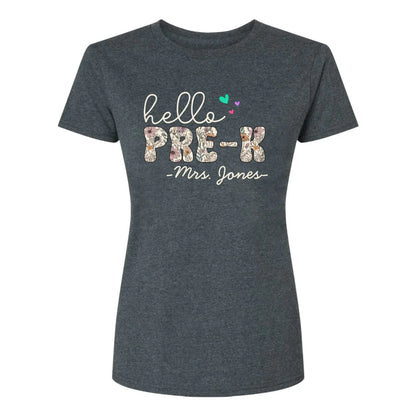 Hello Grade Teacher Shirt – Custom Back to School Floral Tee with Grade and Name, Gift for Preschool Pre-K Kindergarten Teachers  Ezcustomize