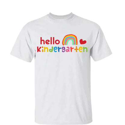 Hello Kindergarten Rainbow Shirt – Personalized Back to School T-Shirt – Cute First Day of School Gift for Kids, Girls or Boys  Ezcustomize