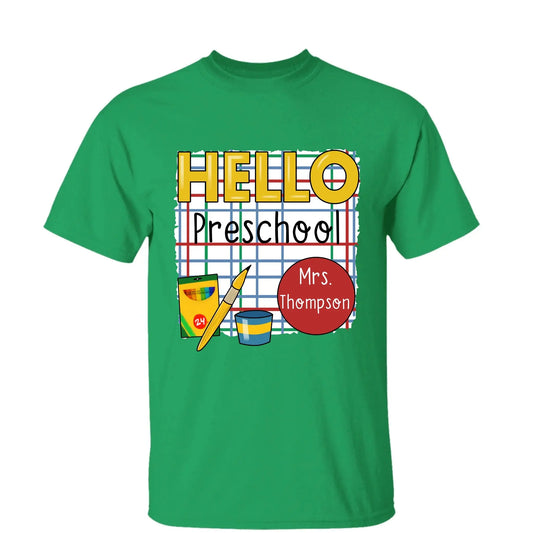 Hello School Back to School Shirt – Personalized Teacher T-Shirt with Name & Grade, First Day of School Outfit  Ezcustomize