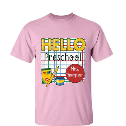 Hello School Back to School Shirt – Personalized Teacher T-Shirt with Name & Grade, First Day of School Outfit  Ezcustomize