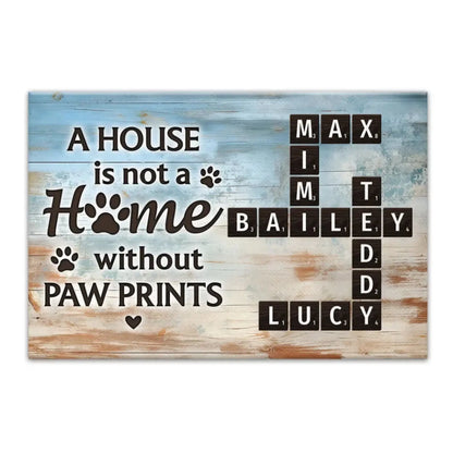 Home with Paw Prints Pet Crossword Art – Personalized Poster/Canvas – Custom Name Gift for Dog & Cat Lovers  Ezcustomize