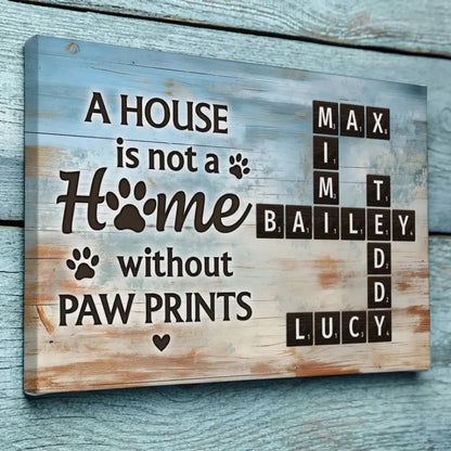 Home with Paw Prints Pet Crossword Art – Personalized Poster/Canvas – Custom Name Gift for Dog & Cat Lovers  Ezcustomize