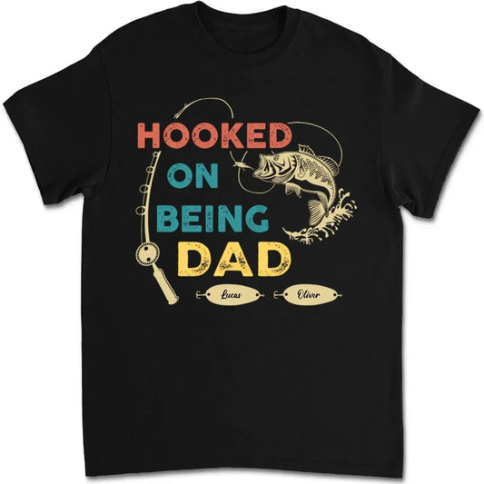 Hooked by Being Your Favorite Catch – Personalized Fishing Shirt – Custom Gift for Dad, Grandpa, or Papa from Kids  Ezcustomize