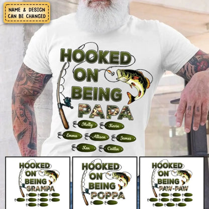 Hooked on Being Grandpa/Papa - Personalized Fishing Camouflage Shirt - Unique Father’s Day Gift  Ezcustomize