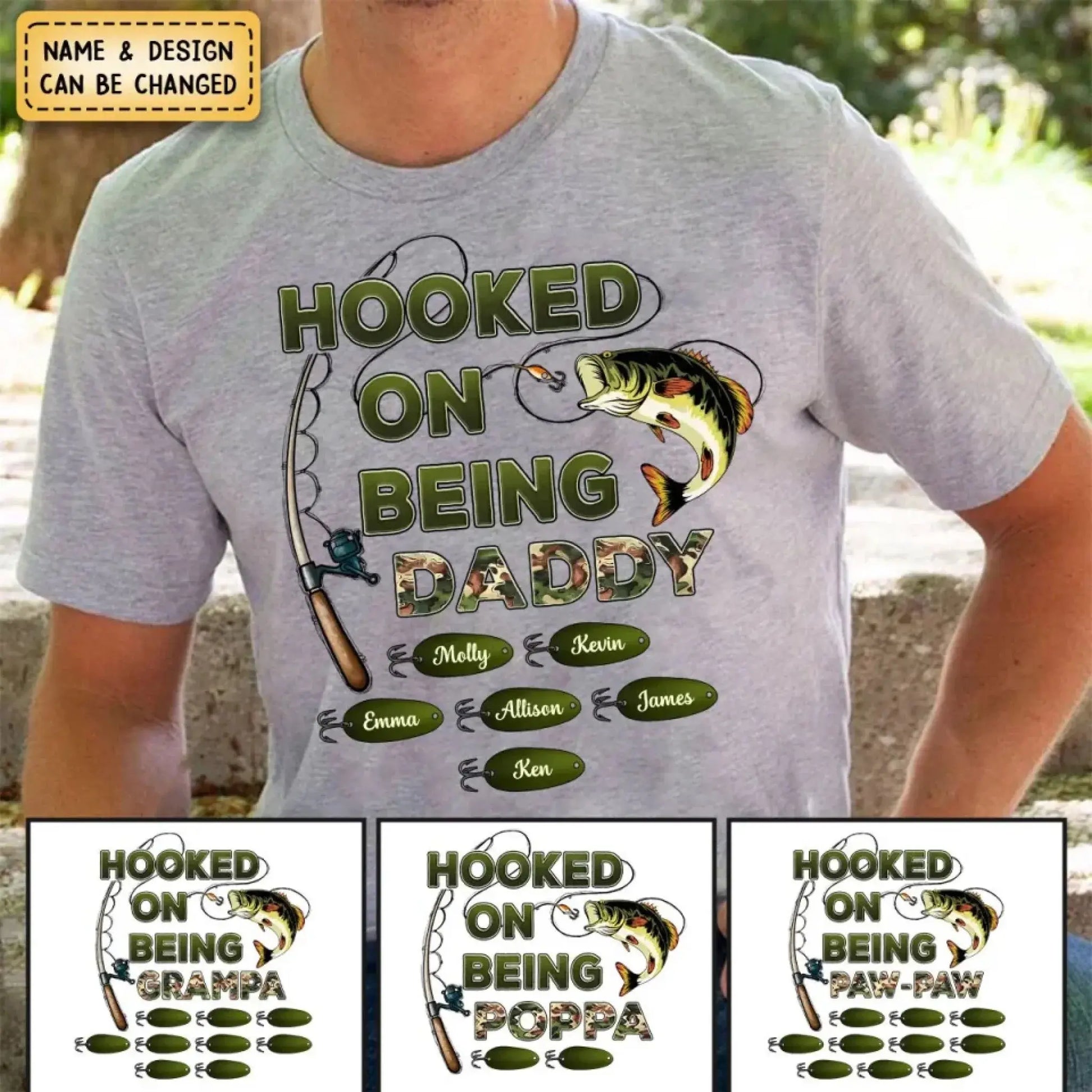 Hooked on Being Grandpa/Papa - Personalized Fishing Camouflage Shirt - Unique Father’s Day Gift  Ezcustomize