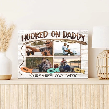 Hooked on Daddy Fishing Art – Personalized Poster/Canvas – Reel Cool Father’s Day Gift for Dads Who Love to Fish  Ezcustomize