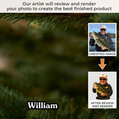 Hooked on Happiness – Custom Photo Acrylic Ornament – Personalized Christmas & Birthday Fishing Gift for Dad, Husband, or Fisherman  Ezcustomize
