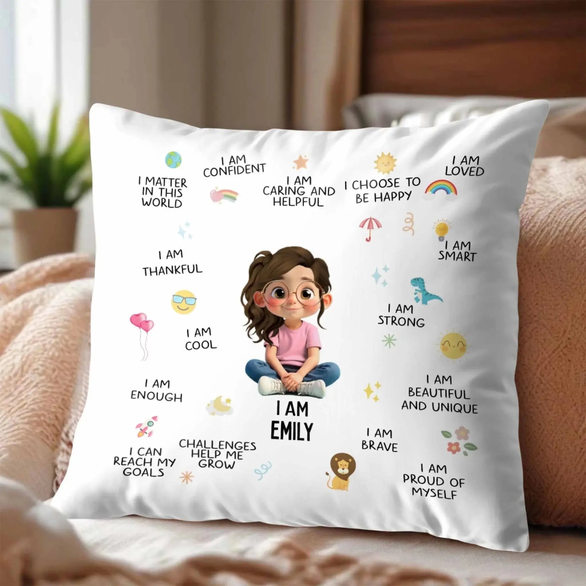 I Am Confident, I Choose To Be Happy, Encouraging Positive Thoughts Pillow, Custom Pillow, Gift For Kids and Family  Ezcustomize