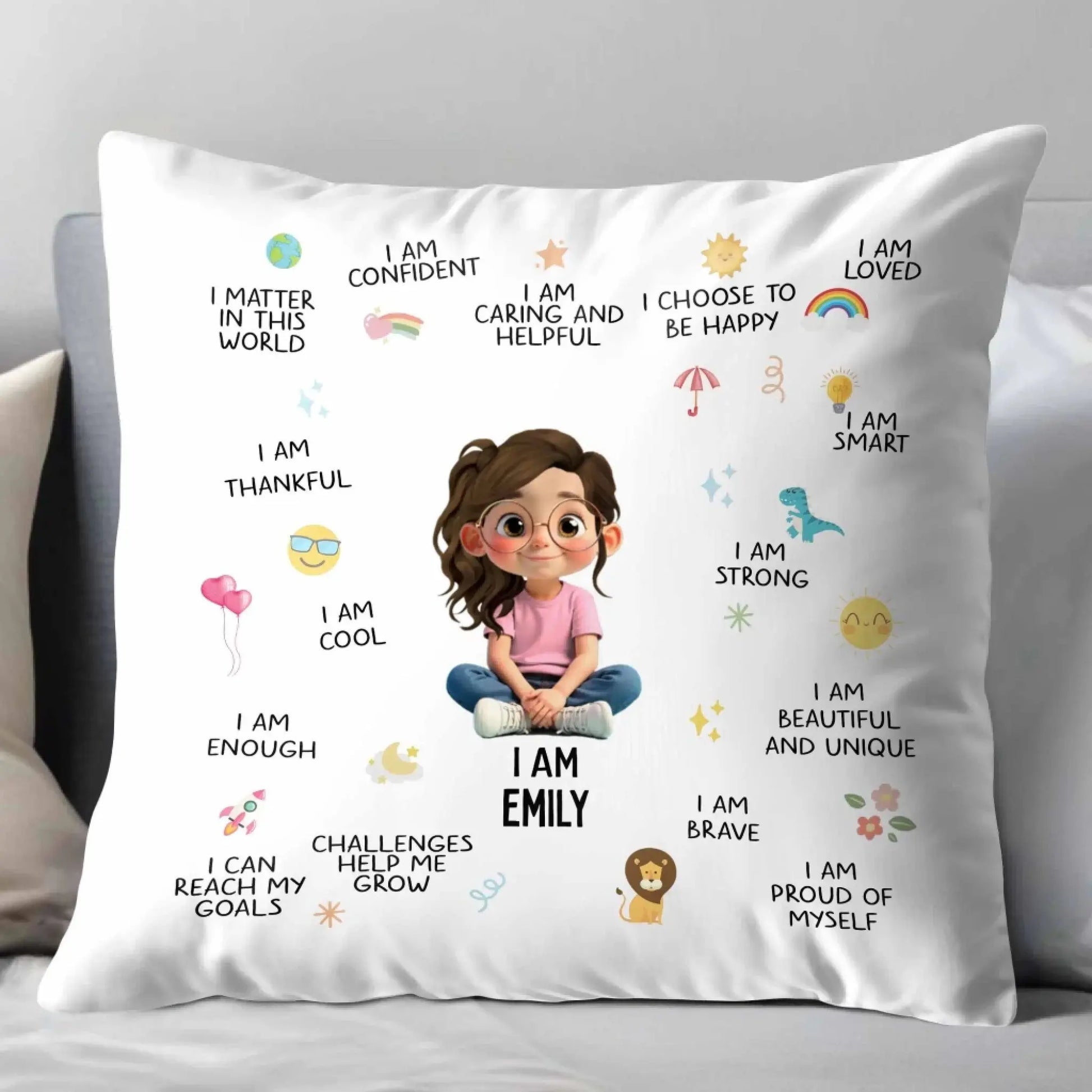 I Am Confident, I Choose To Be Happy, Encouraging Positive Thoughts Pillow, Custom Pillow, Gift For Kids and Family  Ezcustomize
